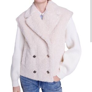 Maje Belere Double Breasted Layered Look Sherpa Jacket / Coat